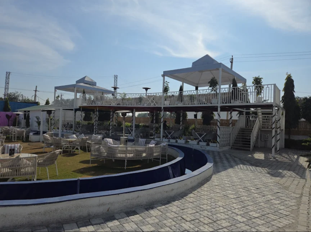 Raised deck and pavilion seating at Repose BYOB Club